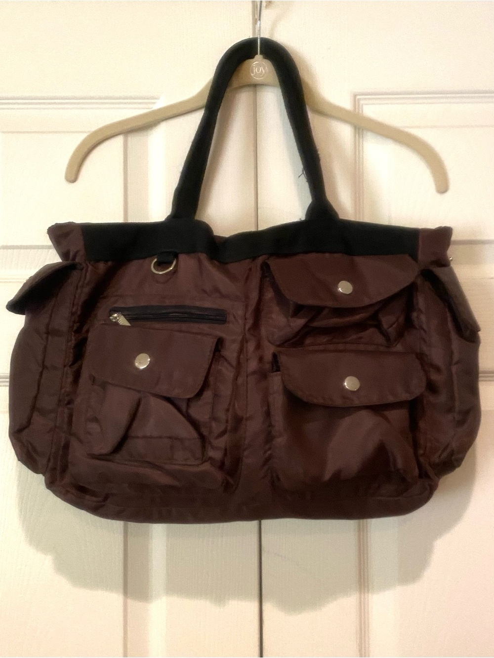 Brown Murval Paris Tote Bag with Multiple Outside Pockets